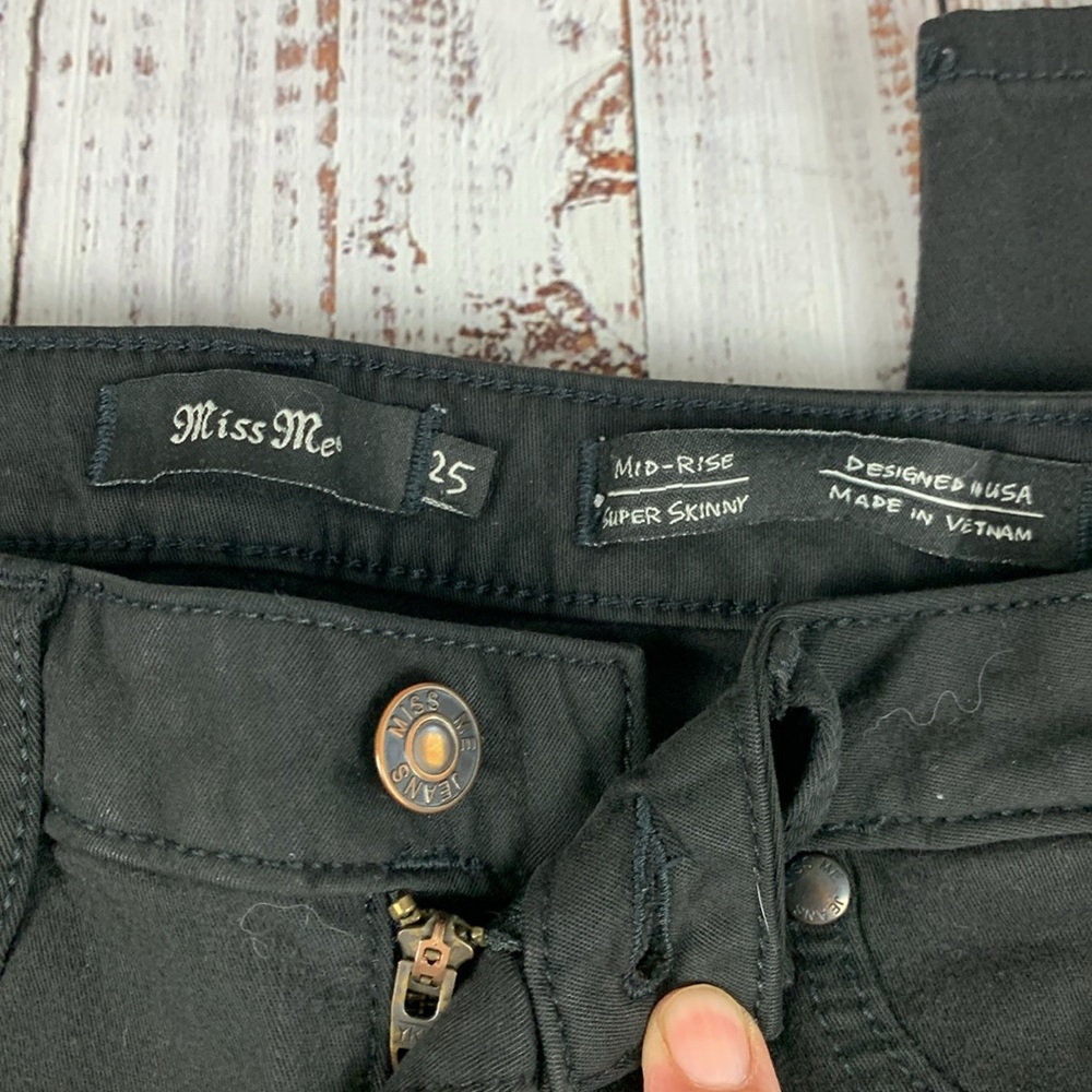 Miss Me mid rise super skinny black jeans sz 25 - Picture 2 of 15